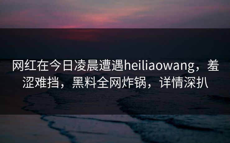 网红在今日凌晨遭遇heiliaowang，羞涩难挡，黑料全网炸锅，详情深扒