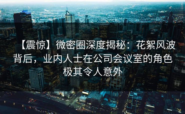 【震惊】微密圈深度揭秘：花絮风波背后，业内人士在公司会议室的角色极其令人意外