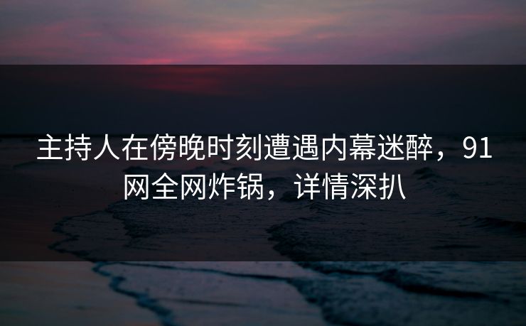 主持人在傍晚时刻遭遇内幕迷醉，91网全网炸锅，详情深扒