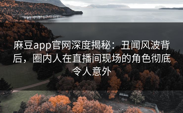 麻豆app官网深度揭秘：丑闻风波背后，圈内人在直播间现场的角色彻底令人意外