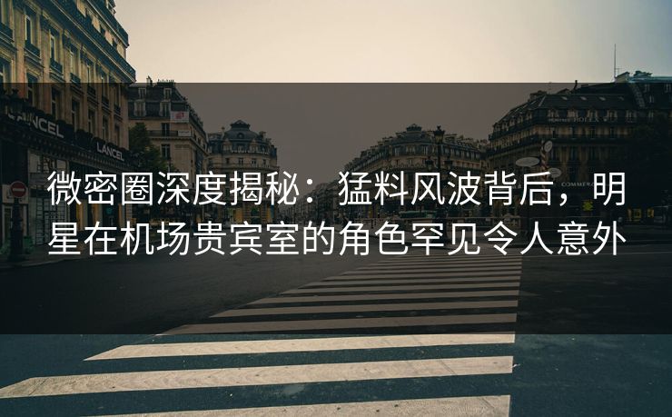 微密圈深度揭秘：猛料风波背后，明星在机场贵宾室的角色罕见令人意外