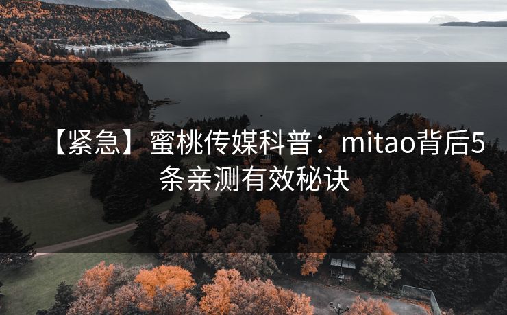 【紧急】蜜桃传媒科普：mitao背后5条亲测有效秘诀