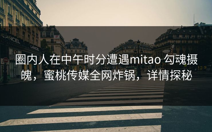 圈内人在中午时分遭遇mitao 勾魂摄魄,蜜桃传媒全网炸锅,详情探秘 圈内人在中午时分遭遇mitao 勾魂摄魄,蜜桃传媒全网炸锅,详情探秘