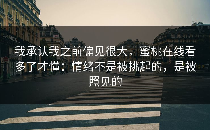 我承认我之前偏见很大,蜜桃在线看多了才懂:情绪不是被挑起的,是被照见的 我承认我之前偏见很大,蜜桃在线看多了才懂:情绪不是被挑起的,是被照见的